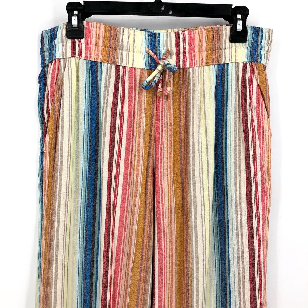 PRANA Women's Fernie Beach Pants Medium Gold Baja Stripe Wide Leg Mid Rise NWT - Picture 6 of 16